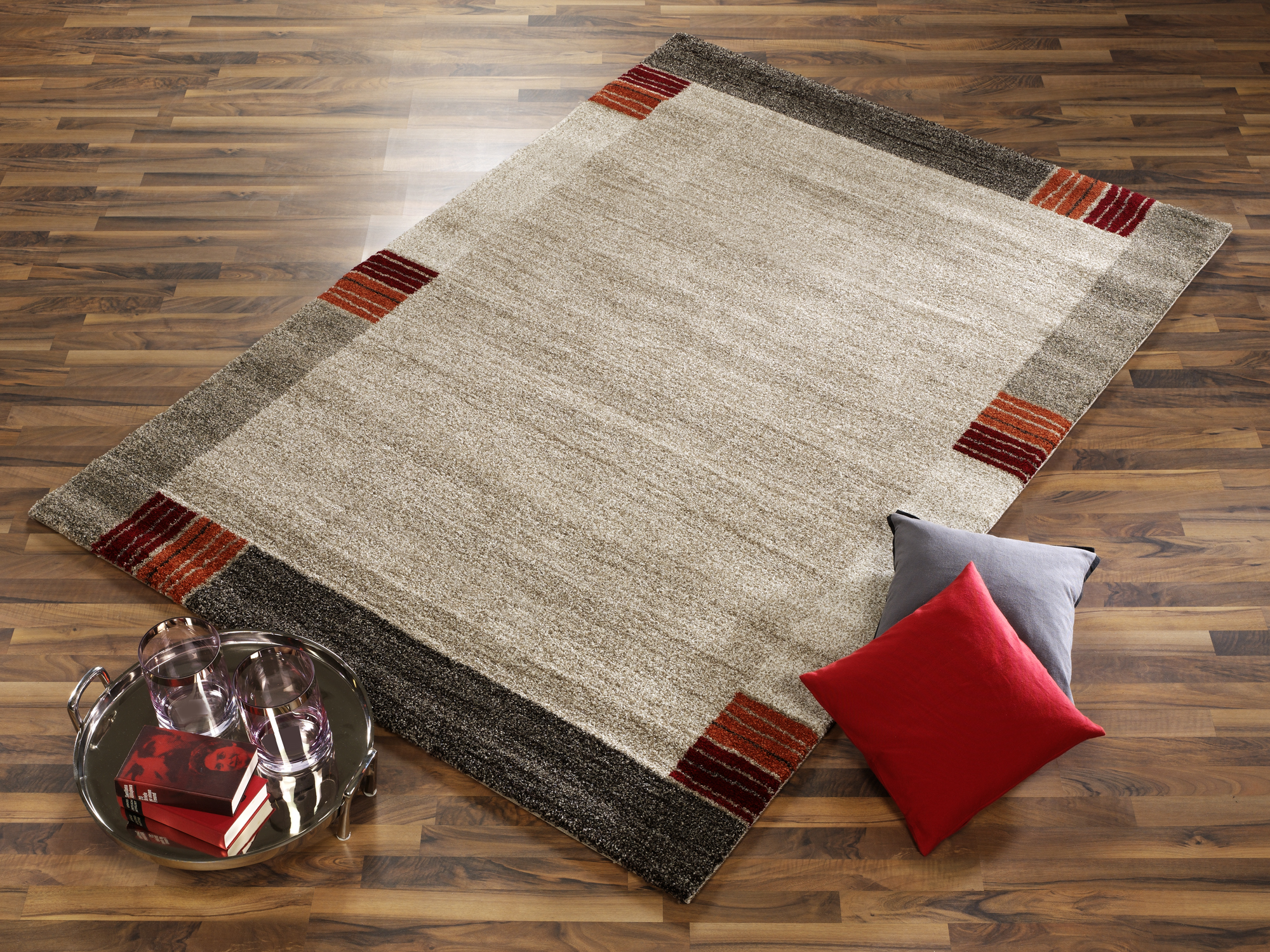 Castle Flora Frisé Teppich beige-dunkelbraun
