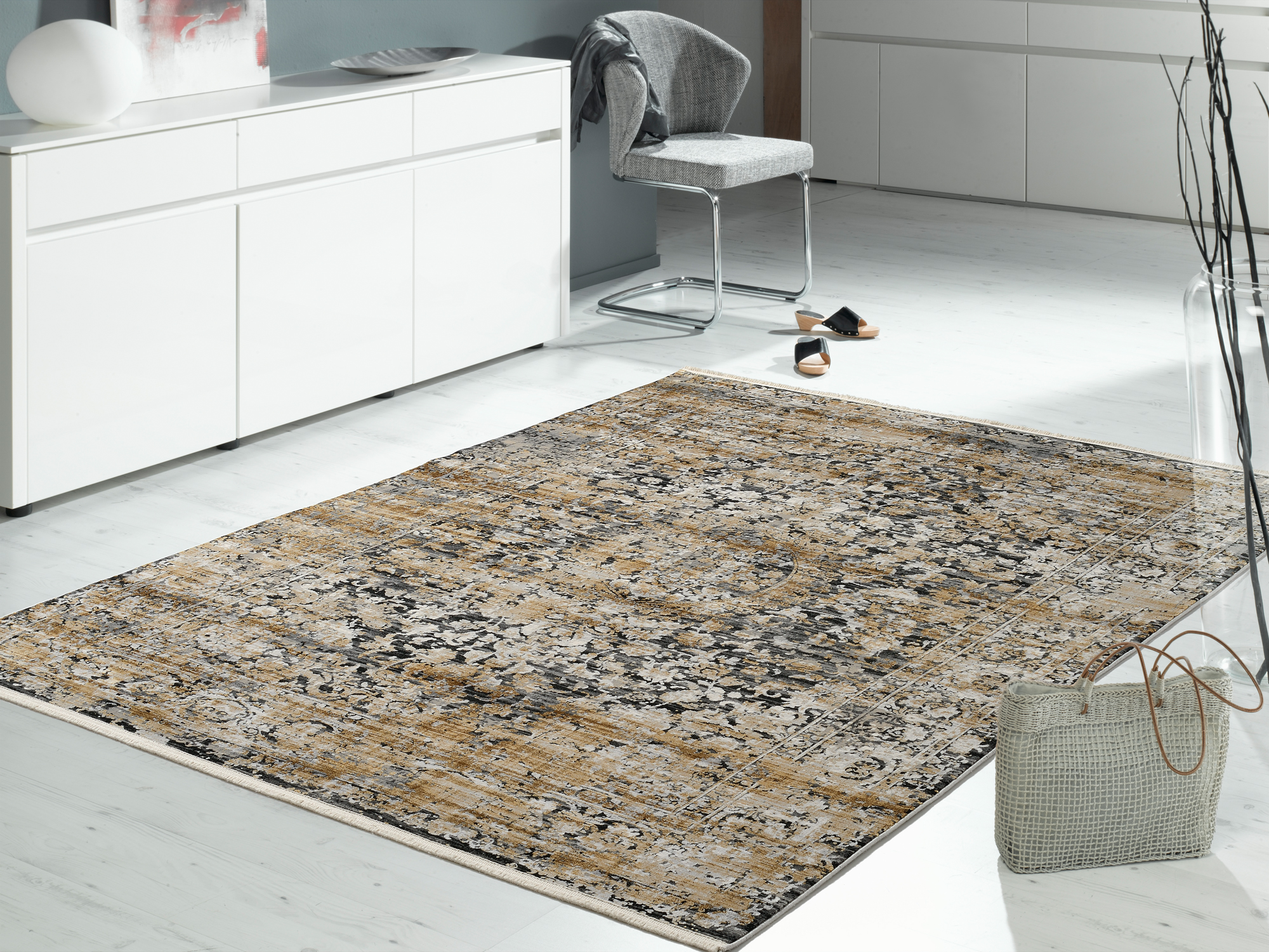 Impression Soda Designer Teppich grau-gold