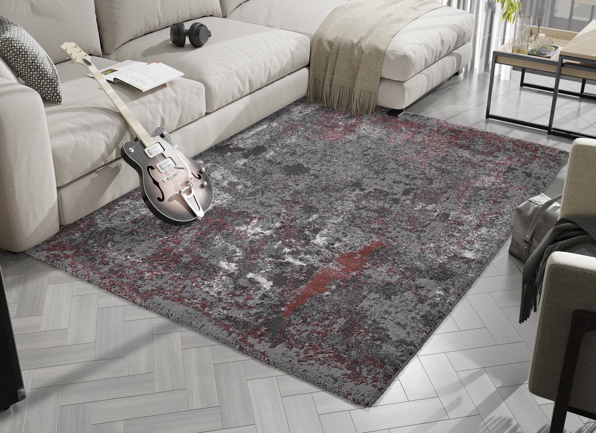 Juwel Liray Designer Teppich rosenholz