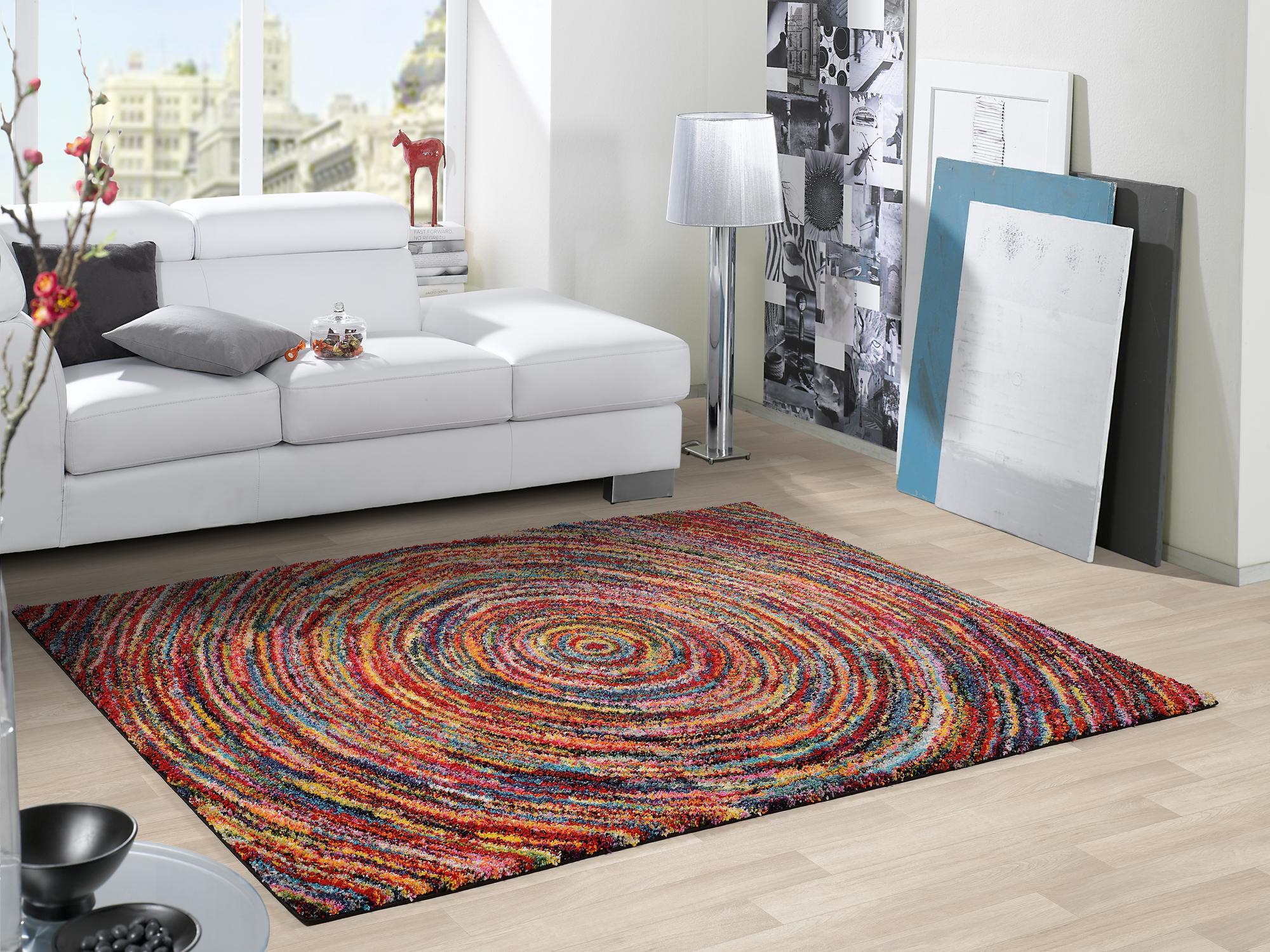 Sixteen Round Hochflor Teppich multicolor