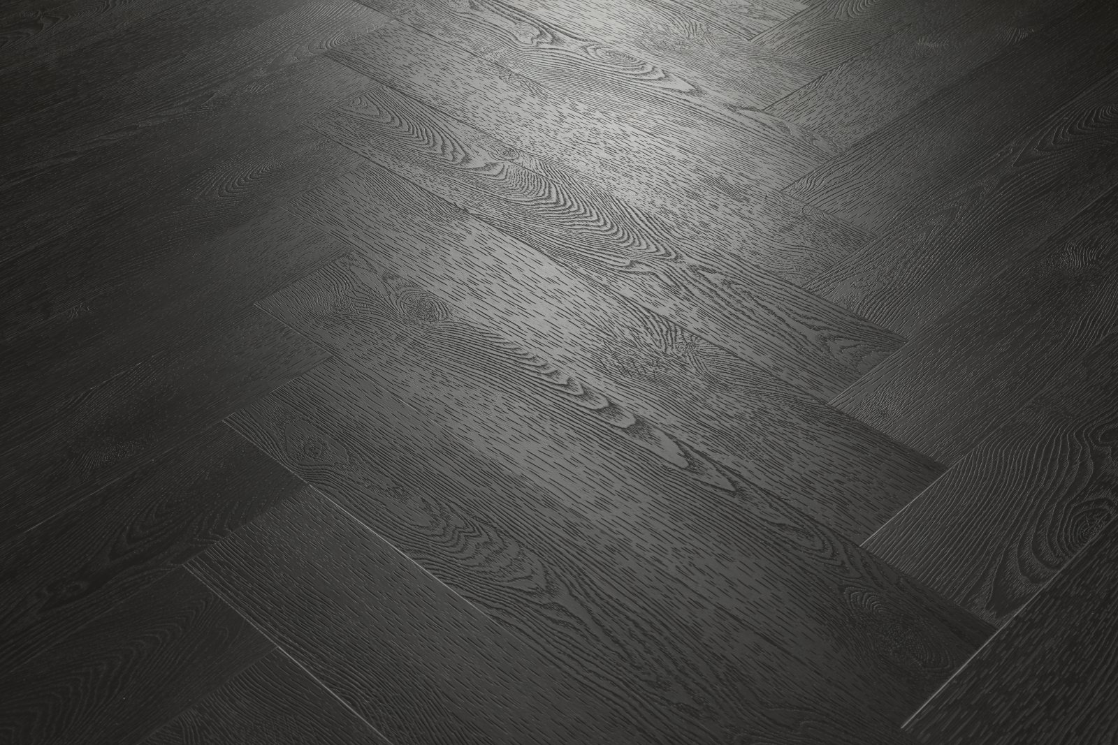Klick Vinyl Fischgräte Eiche anthrazit – Herringbone Designboden mit integrierter Dämmung, Ansicht 13
