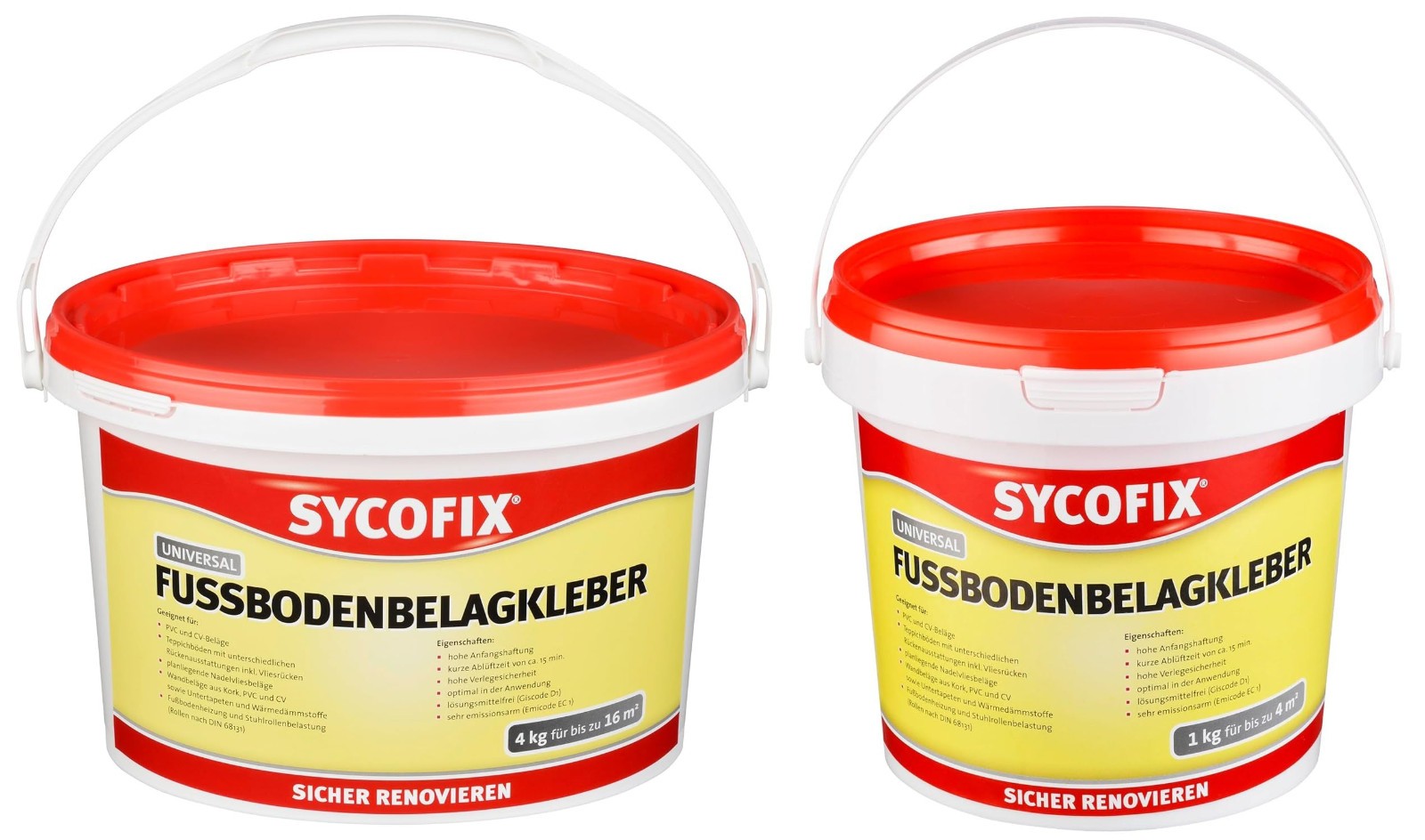 SYCOFIX Universal-Fußbodenbelagkleber im 1-kg- und 4-kg-Eimer