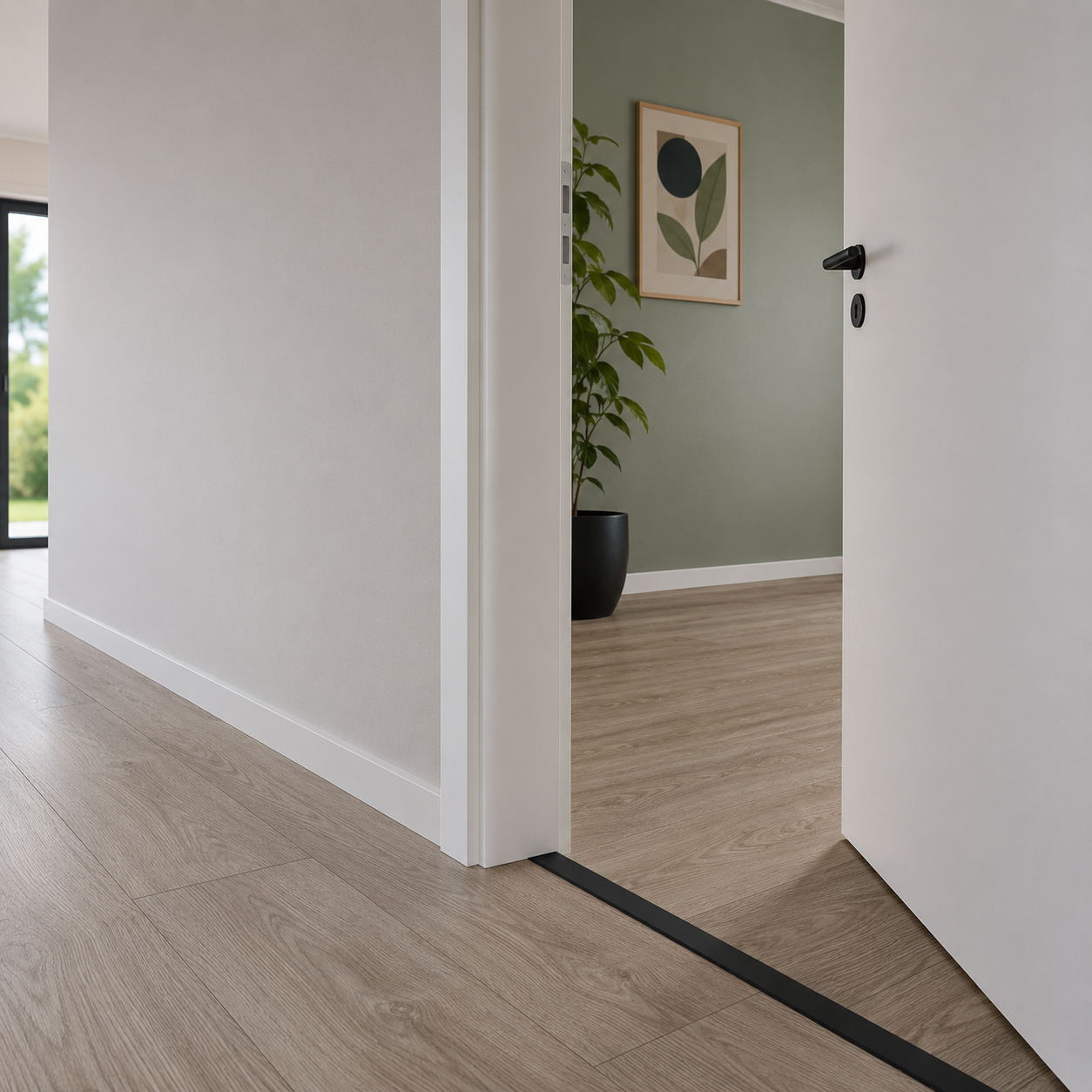 Übergangsschiene Schwarz Aluminium für Klickvinyl, Laminat & Parkett | Türübergangsprofil
