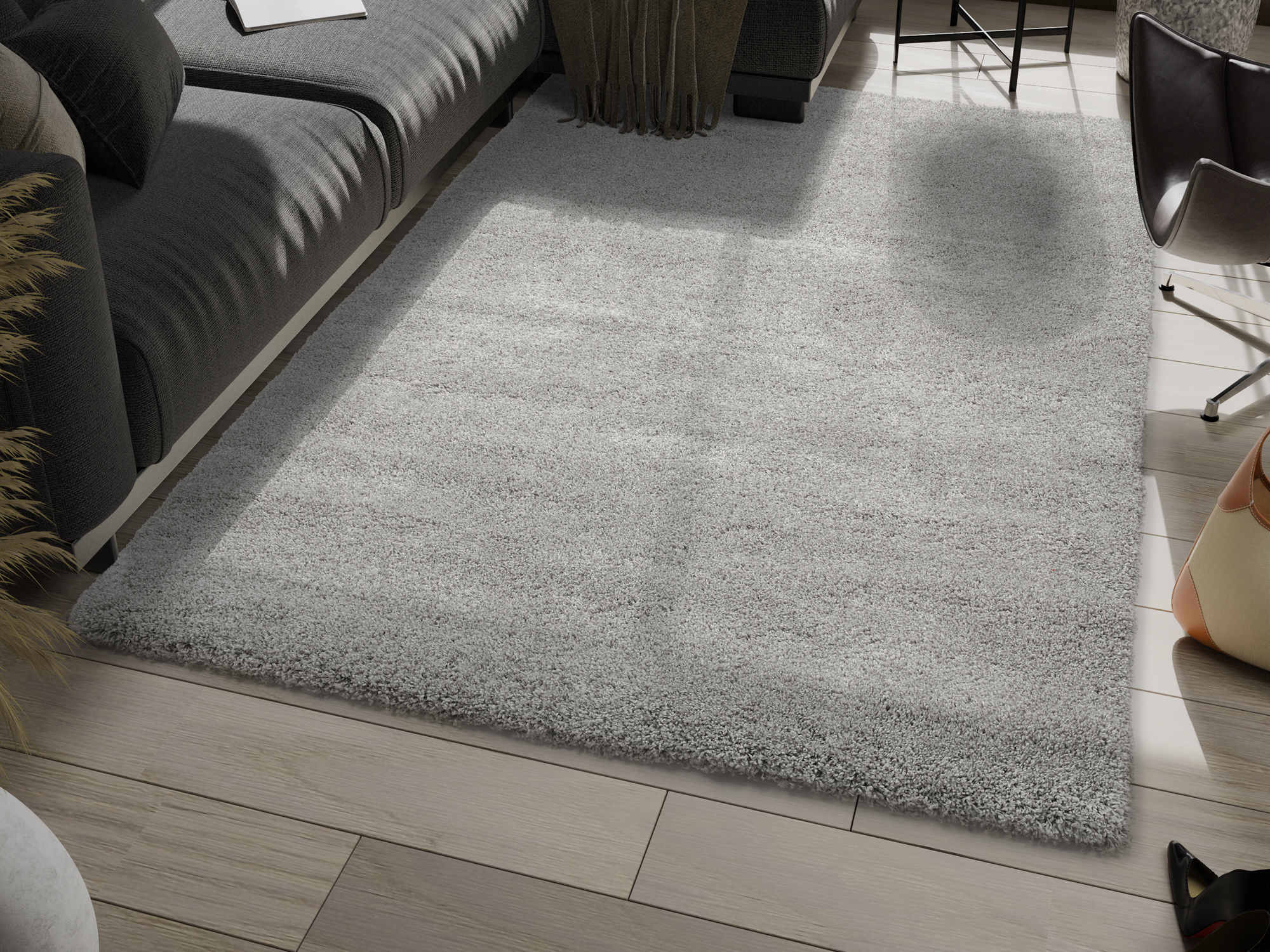 Montis Hochflor Teppich grau