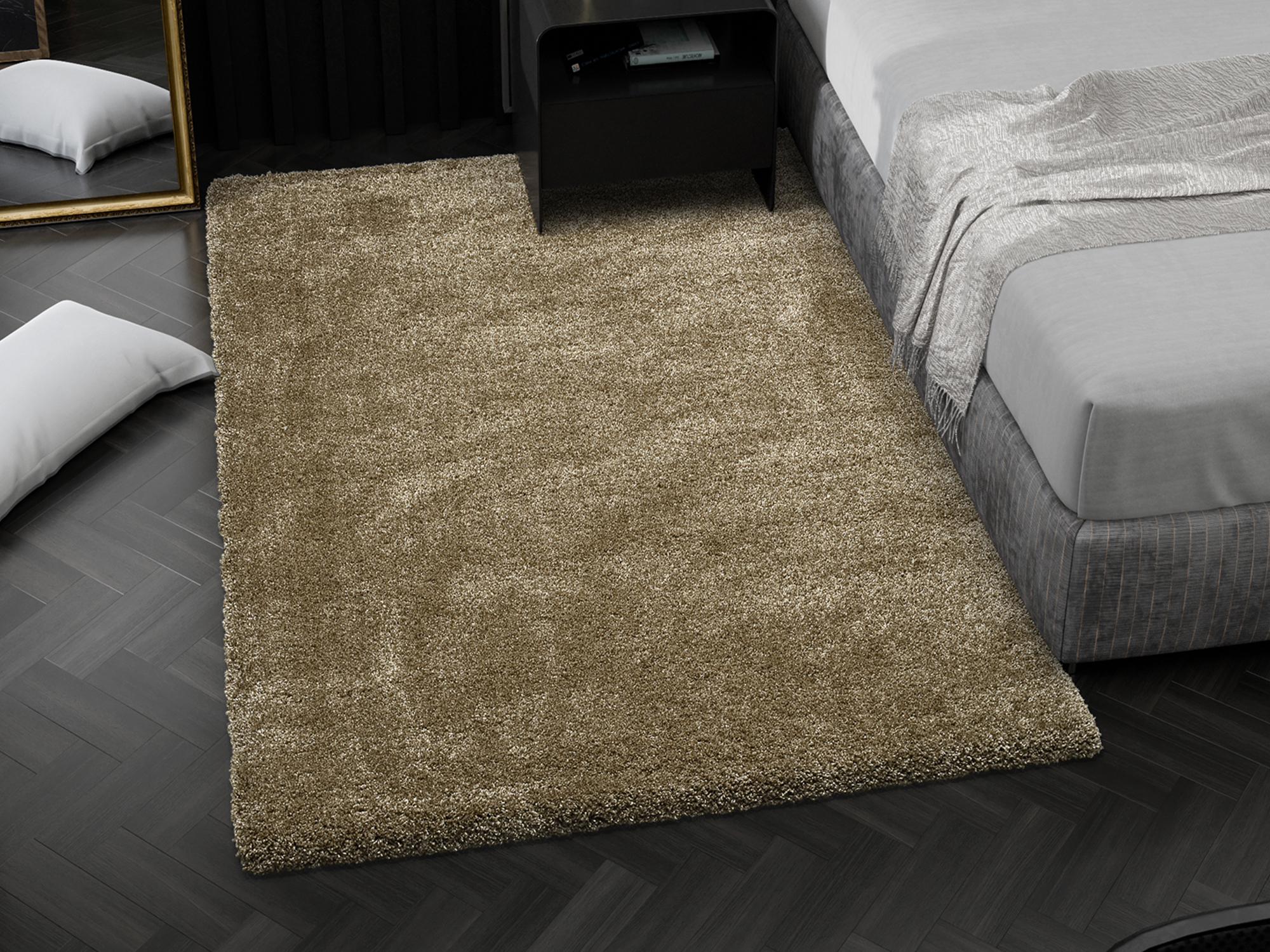 Montis Hochflor Teppich hellbraun