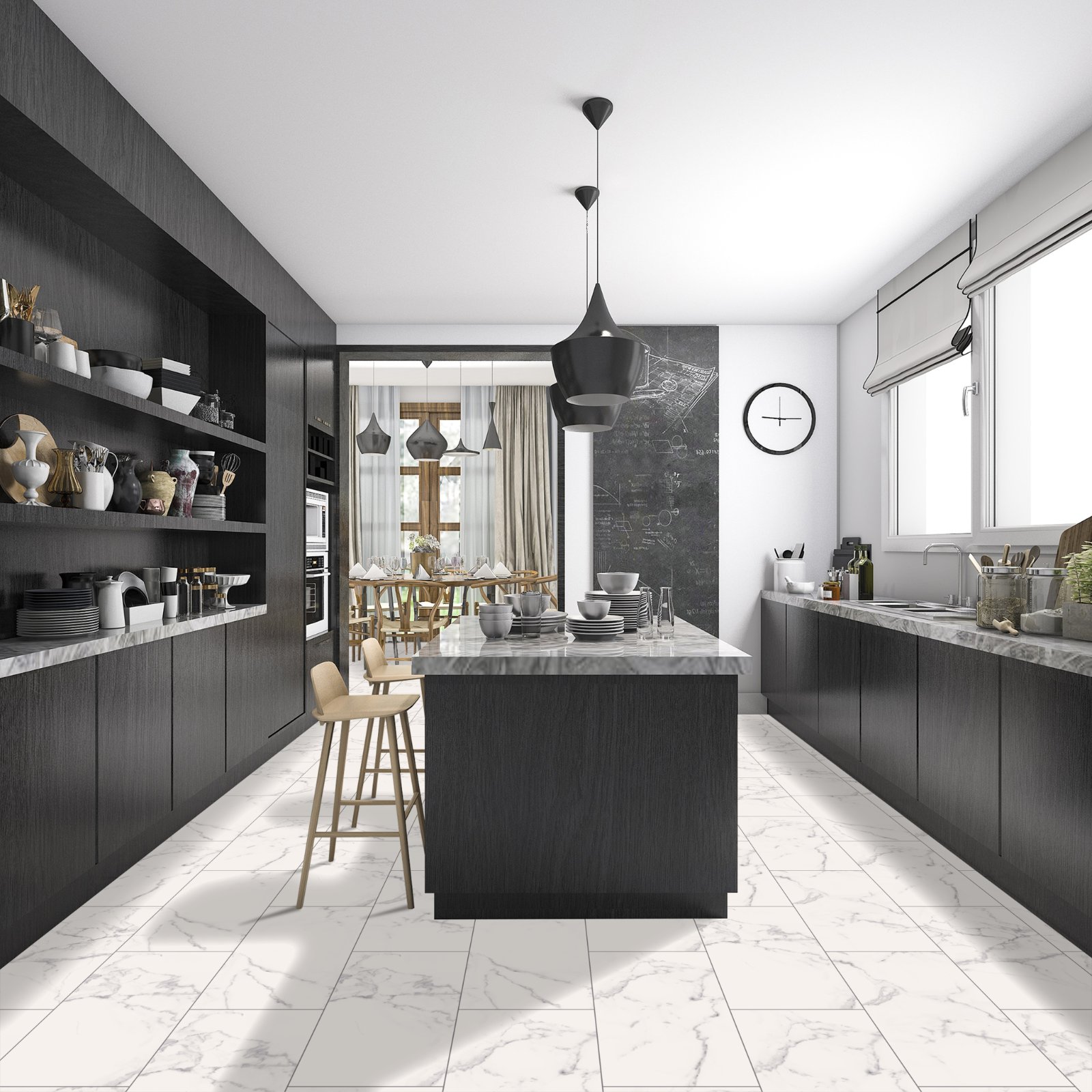 Klick Vinyl Carrara Weiß – Heller Vinylboden in Marmoroptik