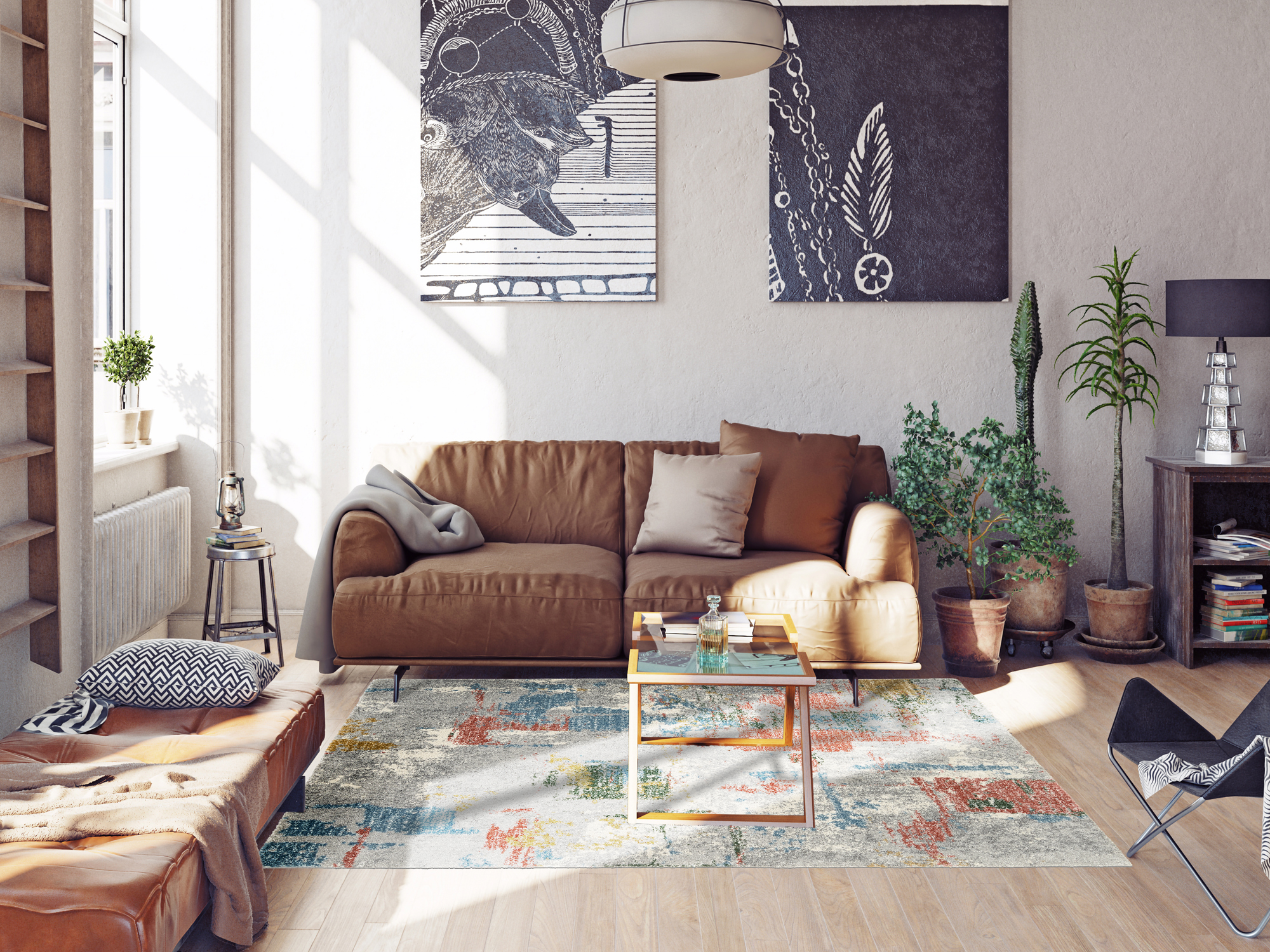New Villa City Frisé Teppich multicolor