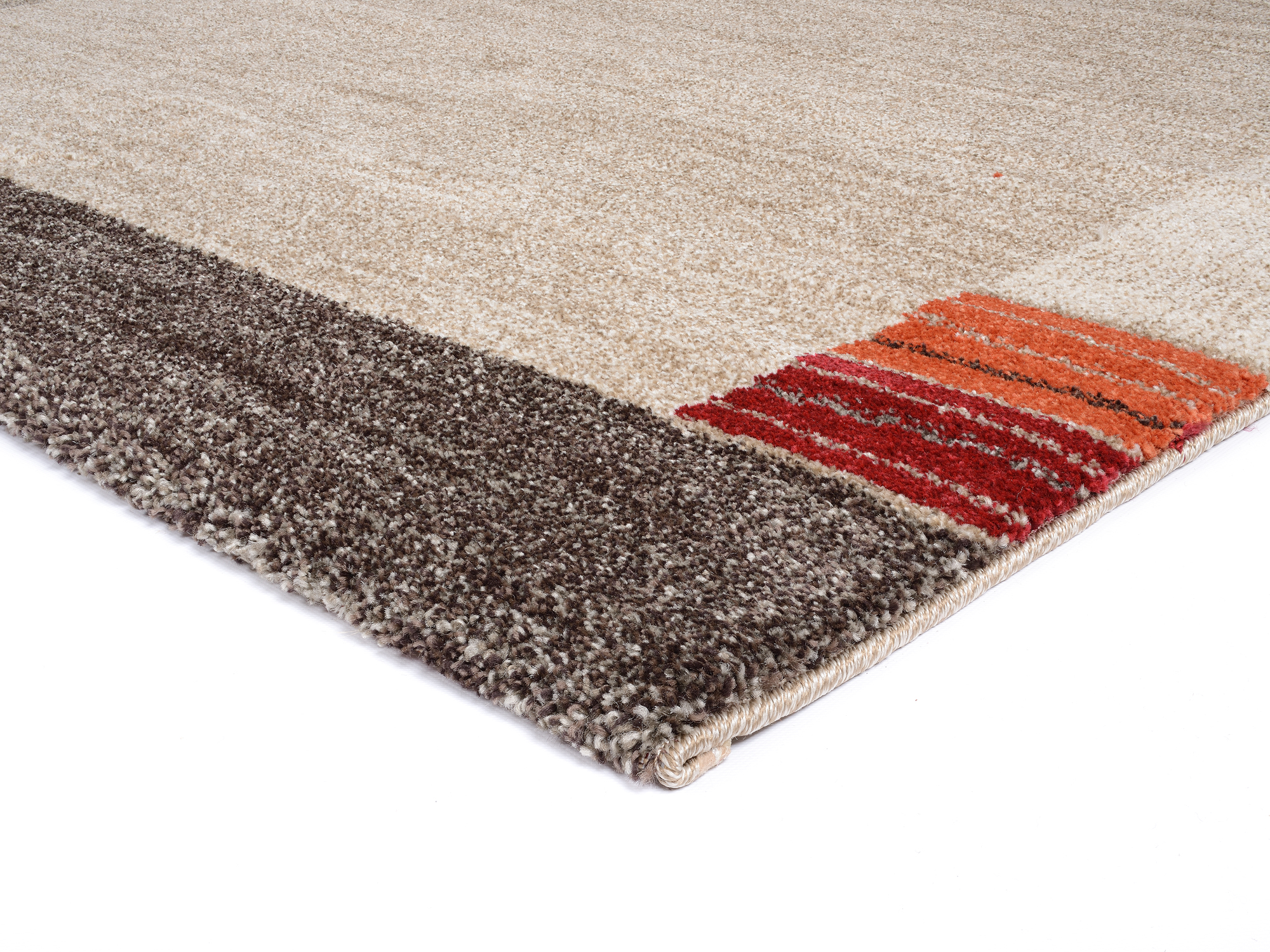 Castle Flora Frisé Teppich beige-dunkelbraun