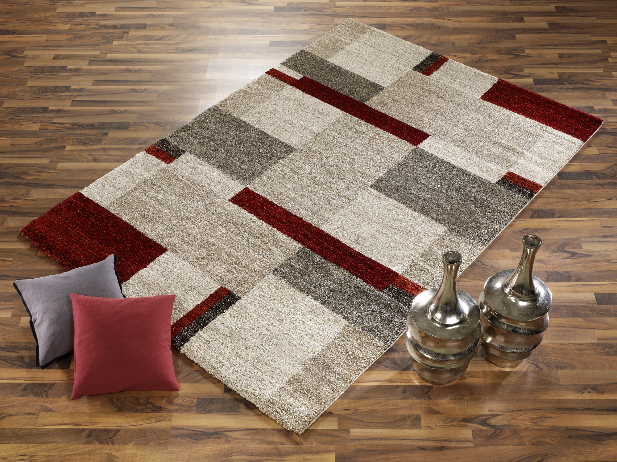 Castle Beppo Frisé Teppich beige-braun-rot