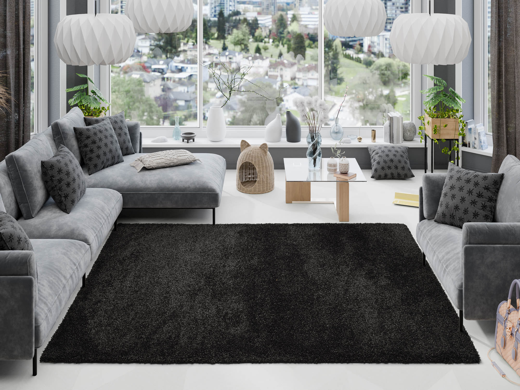 Montis Hochflor Teppich anthrazit