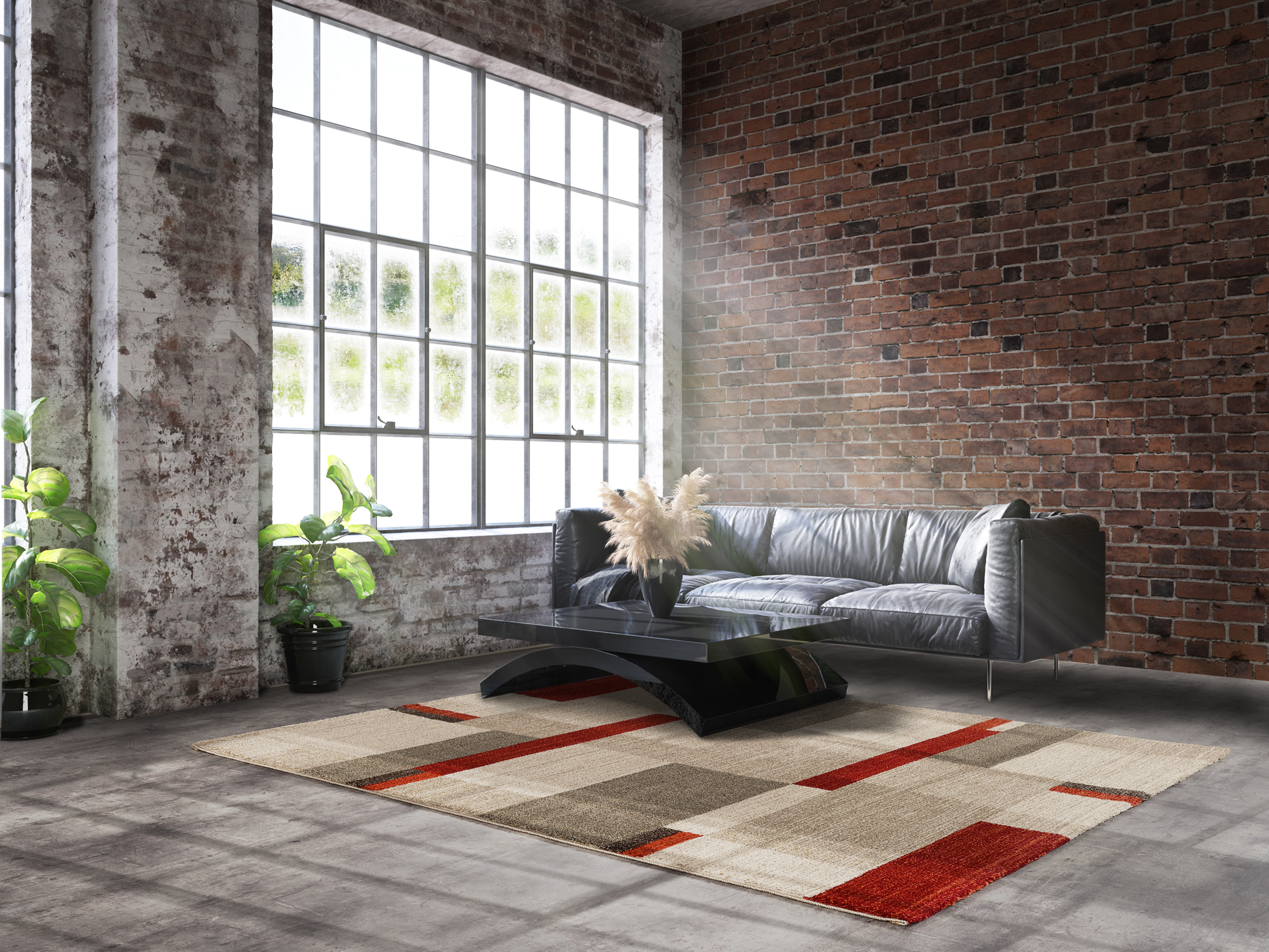 Castle Beppo Frisé Teppich beige-braun-rot