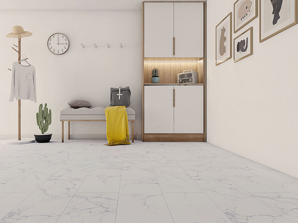 Klick Vinyl Carrara Weiß – Heller Vinylboden in Marmoroptik