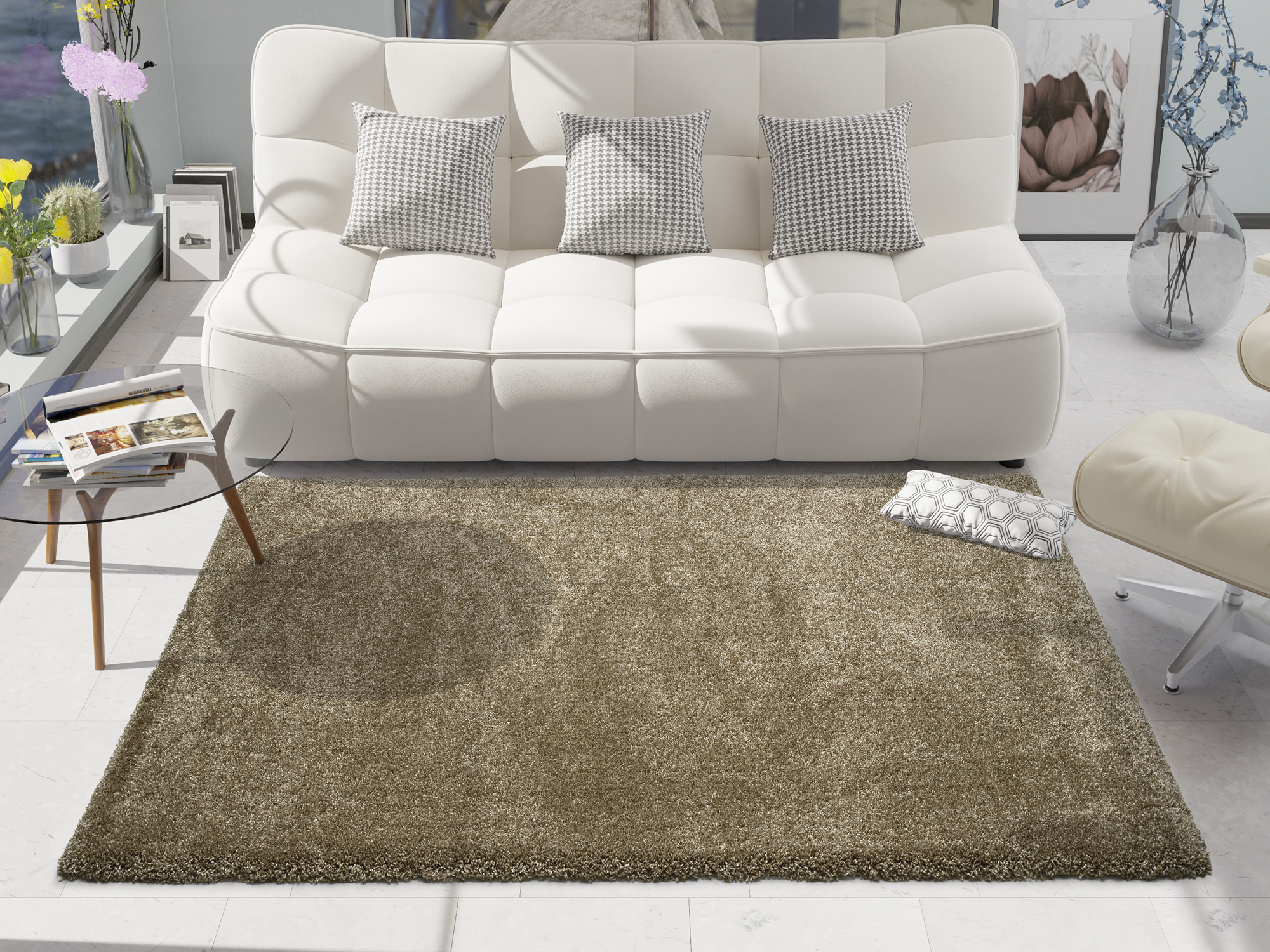 Montis Hochflor Teppich hellbraun