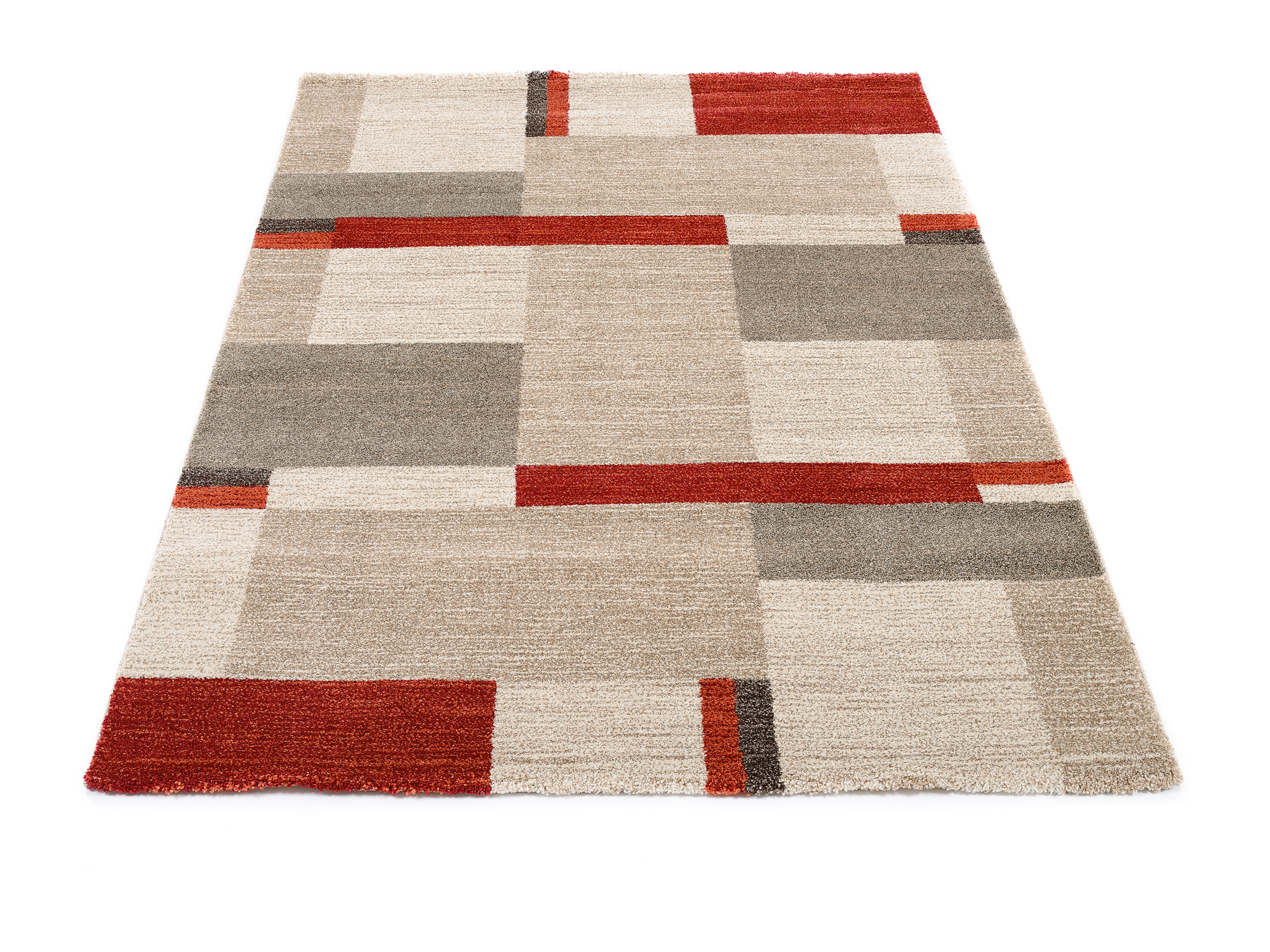 Castle Beppo Frisé Teppich beige-braun-rot