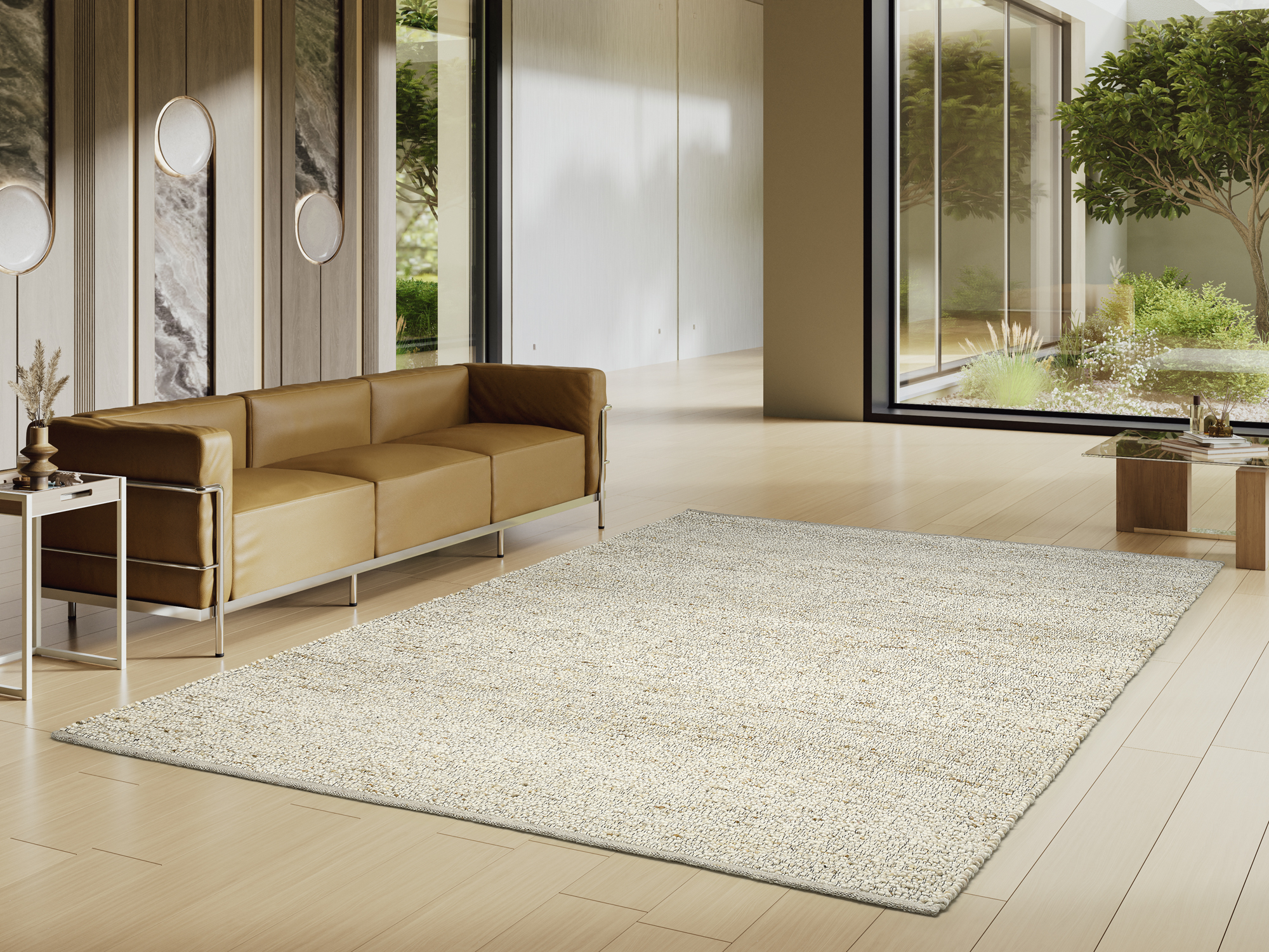 Country Handweb Teppich beige