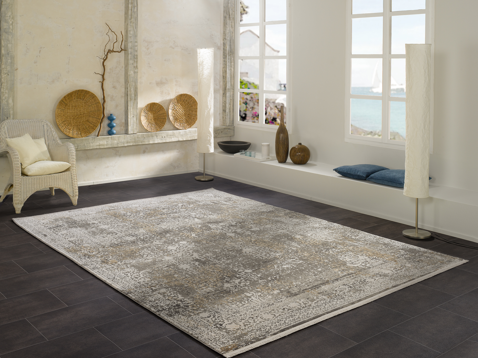 Bestseller Cava Designer Teppich grau-gold