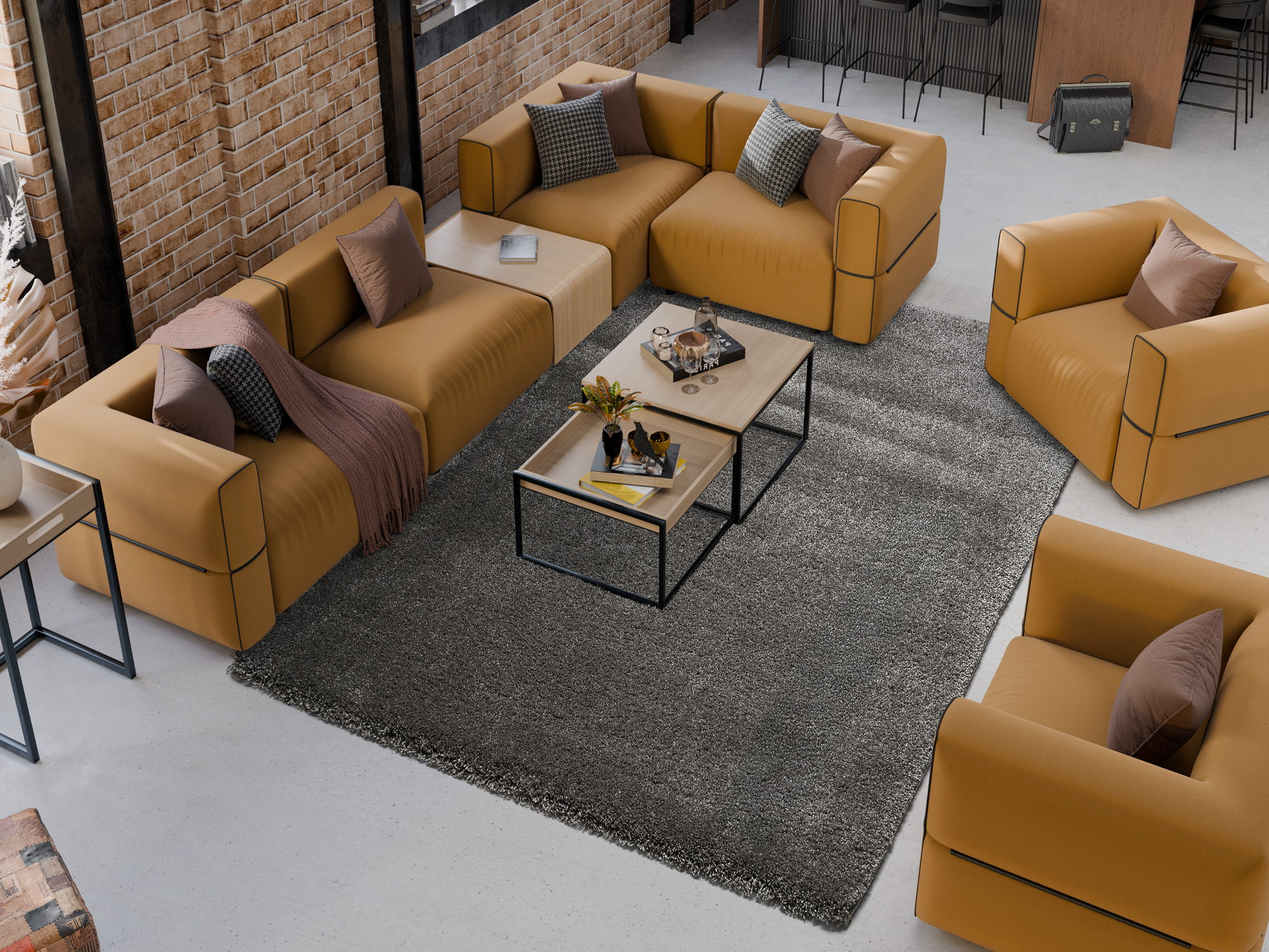 Montis Hochflor Teppich dunkelgrau