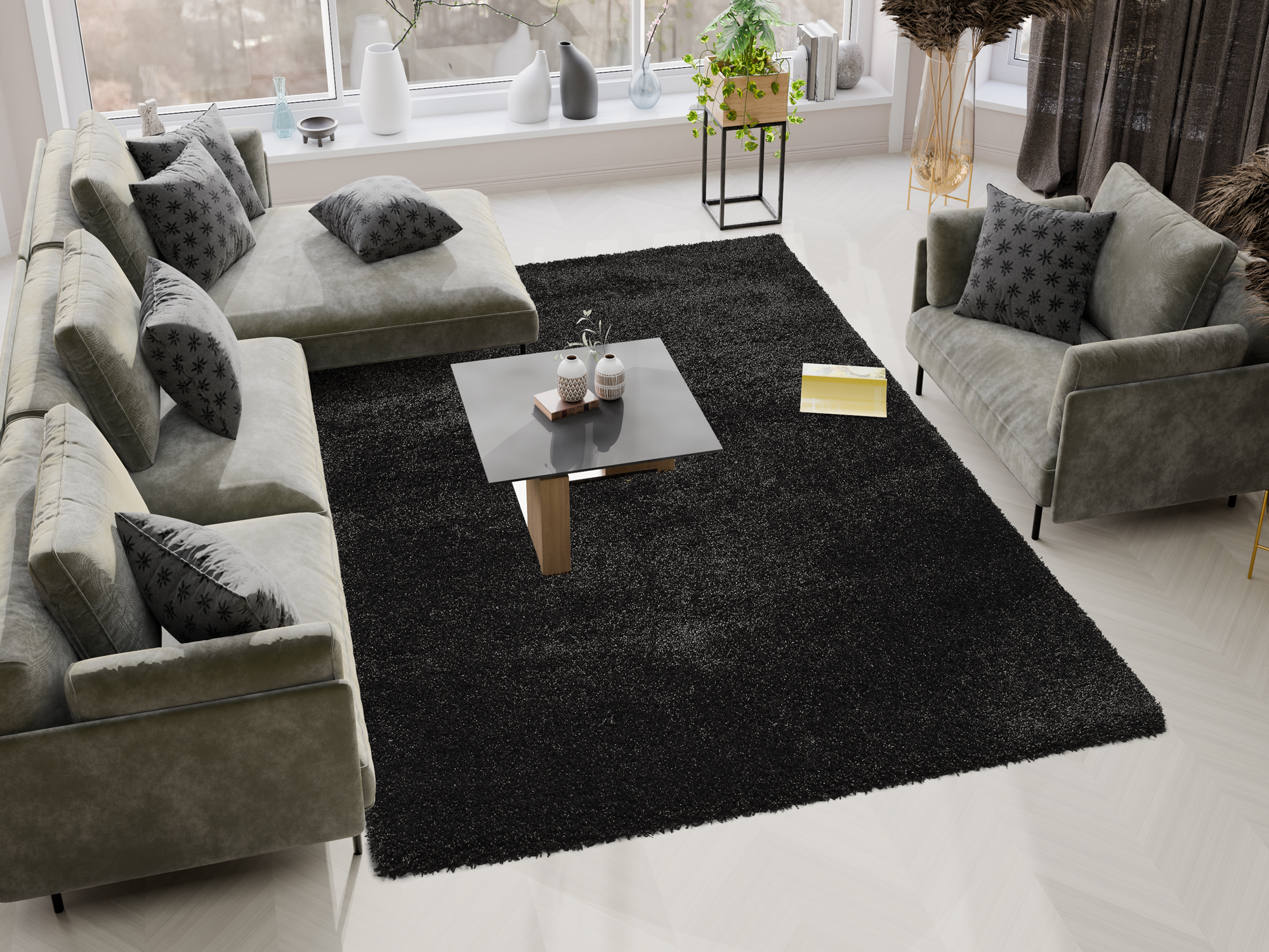 Montis Hochflor Teppich anthrazit