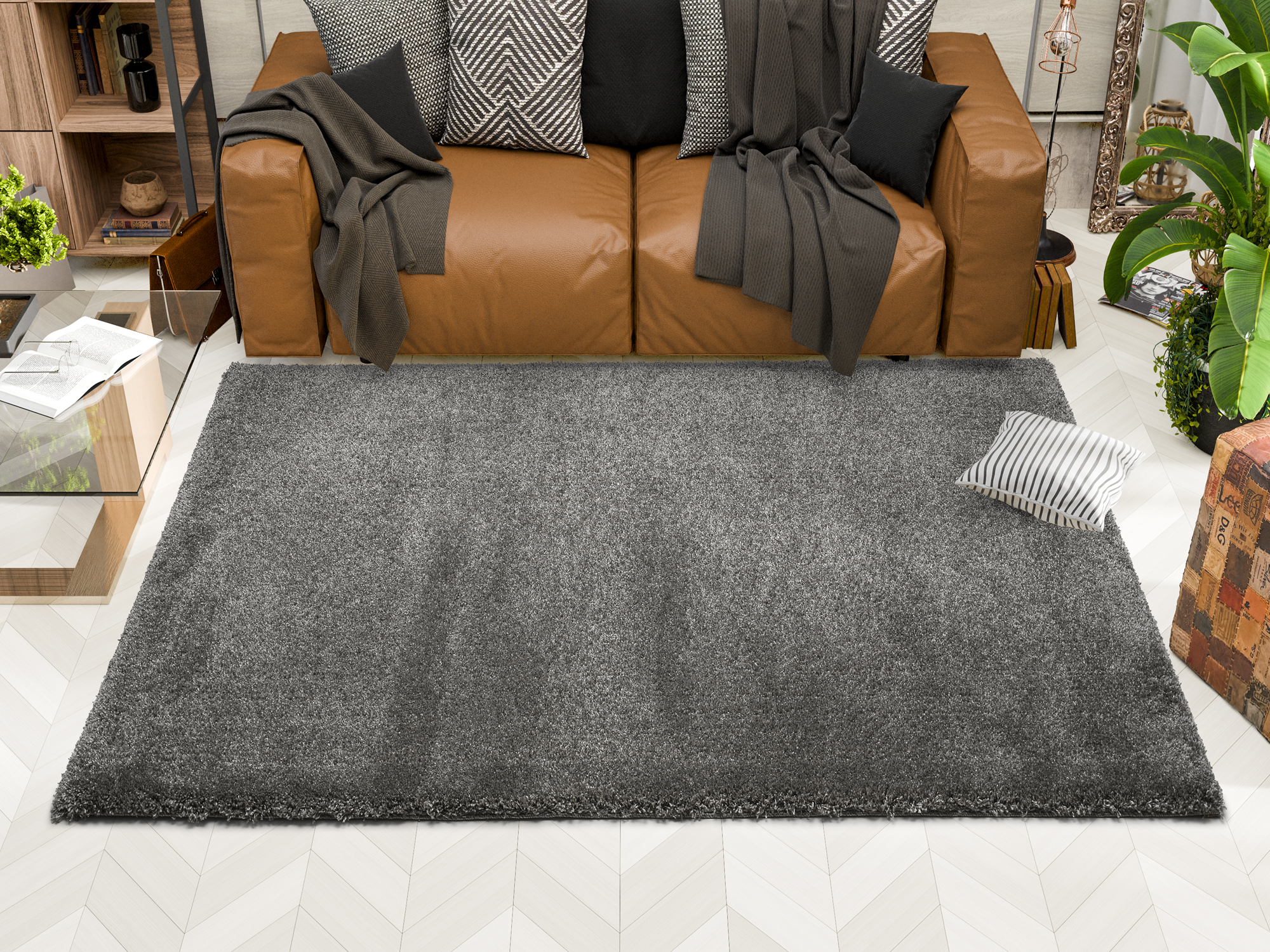 Montis Hochflor Teppich dunkelgrau