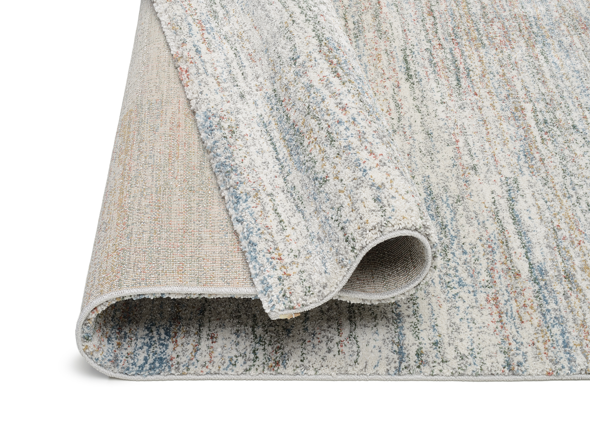 New Villa Lines Frisé Teppich creme-multicolor