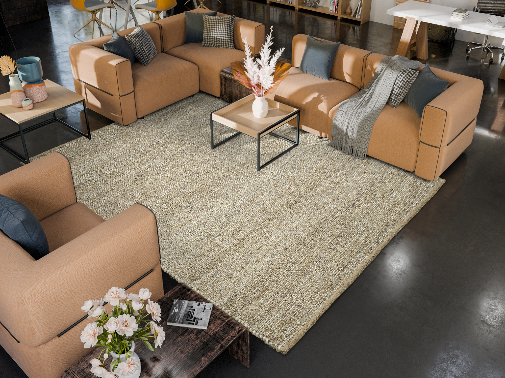 Country Handweb Teppich cappuccino