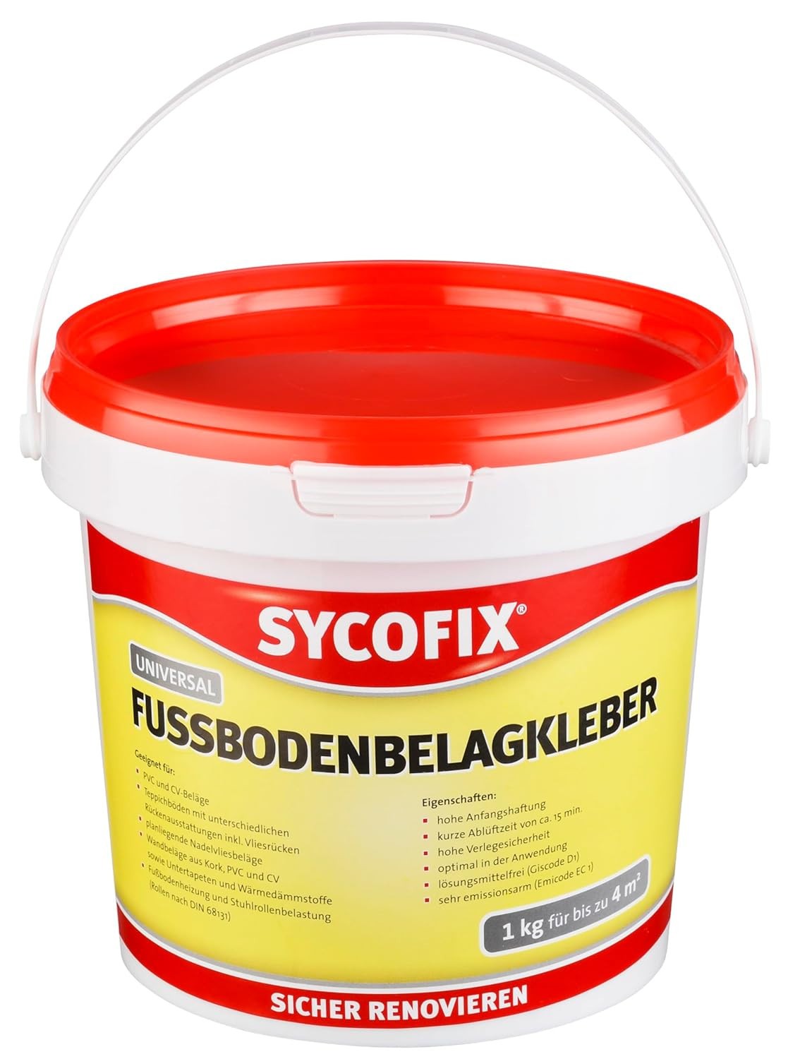 SYCOFIX Universal-Fußbodenbelagkleber 1 kg Eimer – Vinylkleber und Teppichkleber