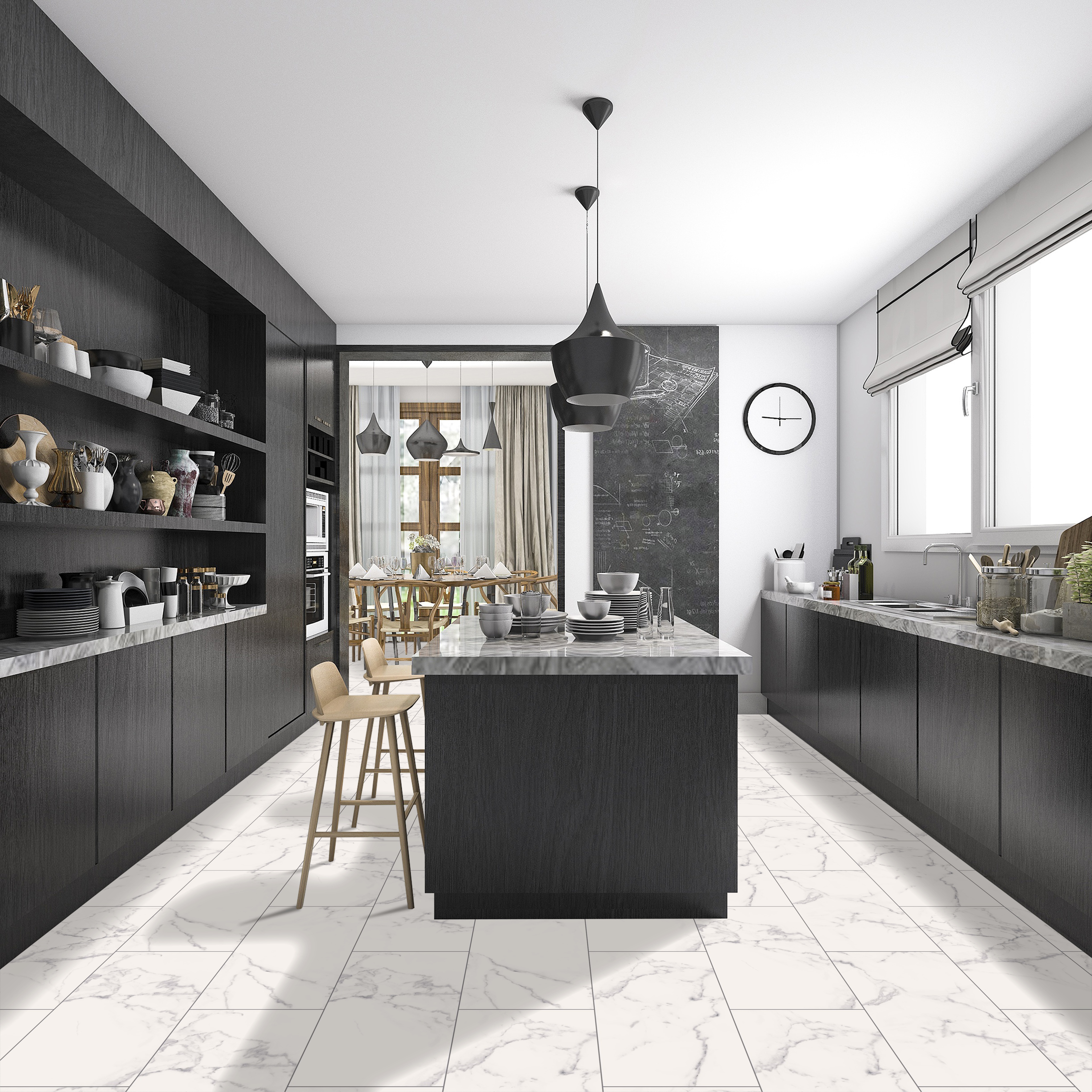 Klick Vinyl Carrara Weiß – Heller Vinylboden in Marmoroptik