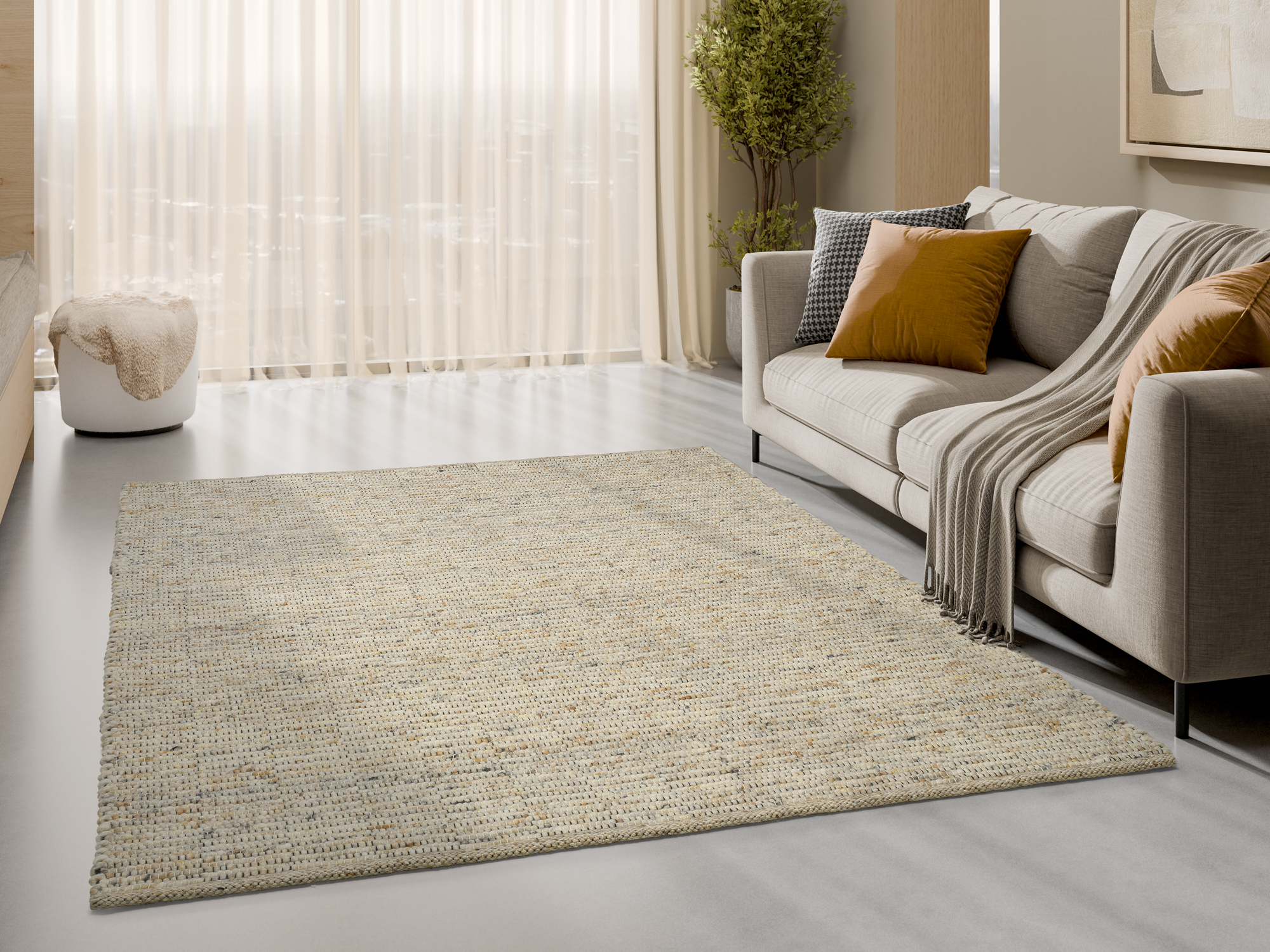 Atrium Handweb Wollteppich cappuccino